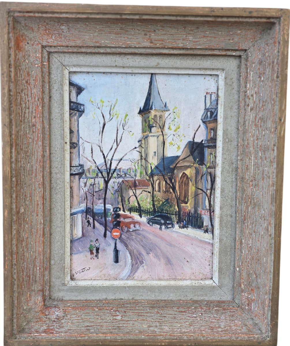 Tablean, Oil On Panel, View Of Paris: Saint-germain-des-prés Church