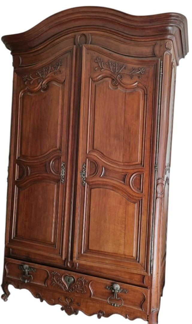  Monumentale Armoire de Mariage Régionale Cerisier d’Époque XVIIIe Provenance Gironde 800E