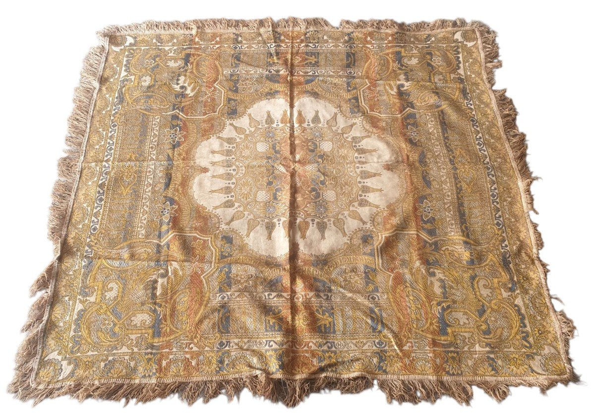  Large Antique Jacquard Tablecloth From The 19th Century, 122 X 122 Cm  In Impeccable Condition 