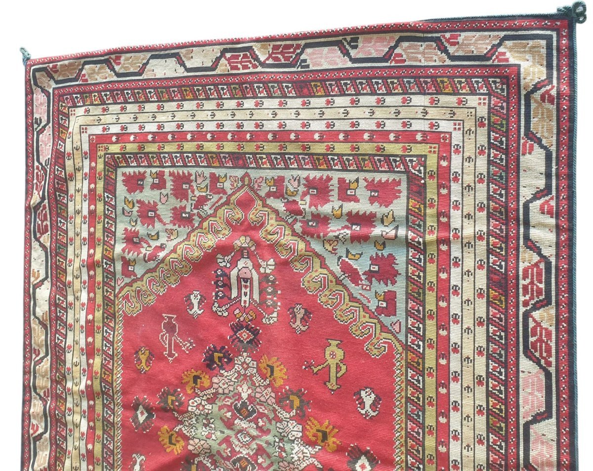  Tapis tapiserie artisanal brodé persan Napoléon III  Dimensions 168 cm X 138 cm -photo-2