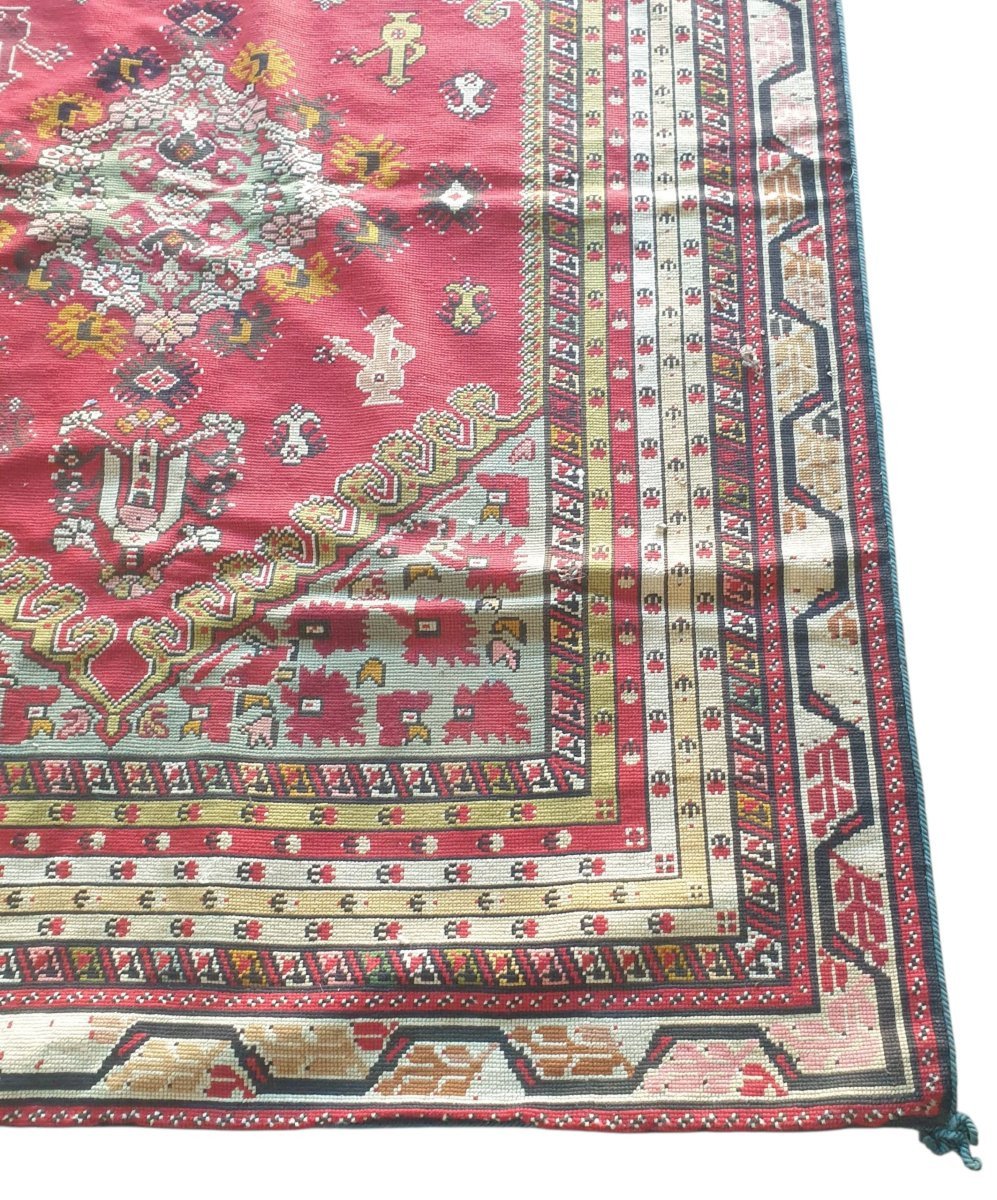  Tapis tapiserie artisanal brodé persan Napoléon III  Dimensions 168 cm X 138 cm -photo-1