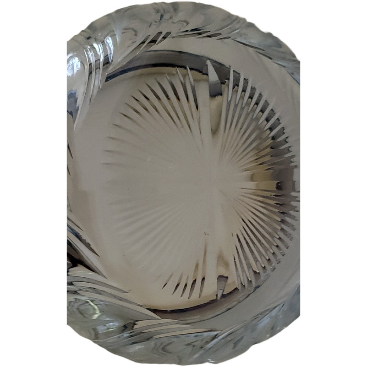  Grande boîte à poudre Art Nouveau Cristal Baccarat Couvercle Argent Massif et vermeil -photo-1
