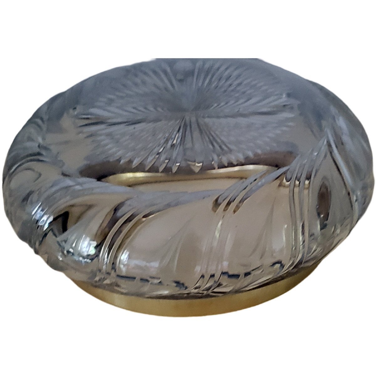  Grande boîte à poudre Art Nouveau Cristal Baccarat Couvercle Argent Massif et vermeil -photo-6