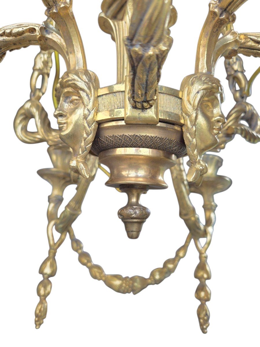  Lustre a 5 lumières en bronze doré d'une grande finesse époque Napoléon III -photo-3