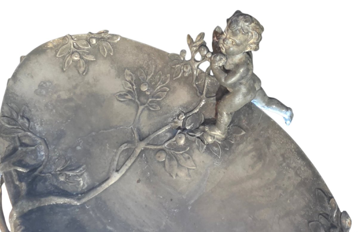  Grand centre de table Art Nouveau aux putti  Signé WMF Jugendstil  circa 1900 -photo-3