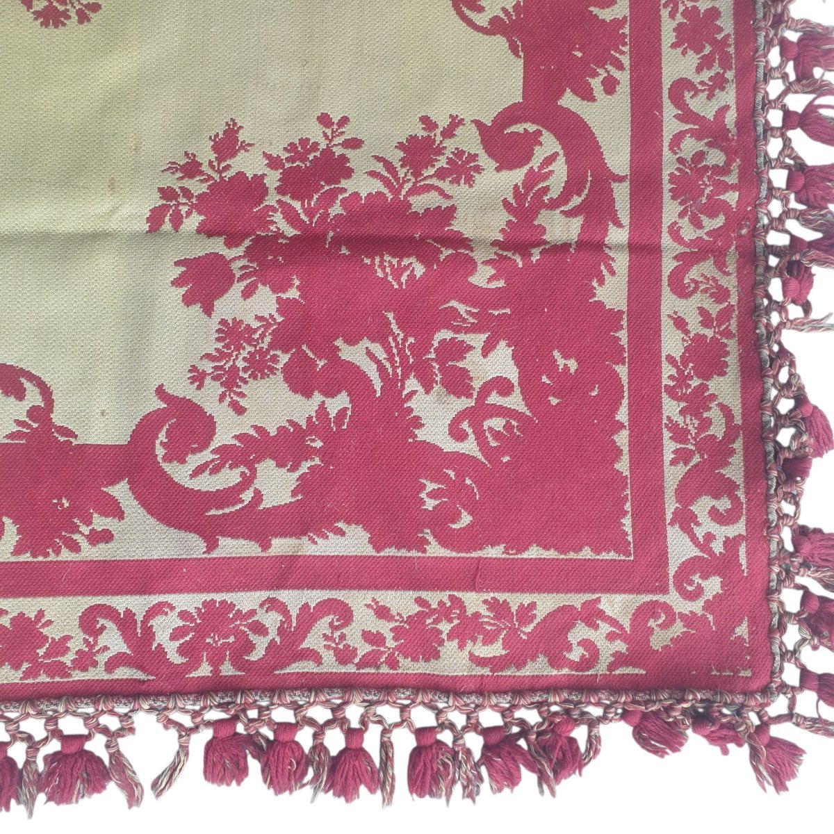 Grande tapisserie Tapis de table jacquard à fleurs et rinceaux France, époque XIXe -photo-2
