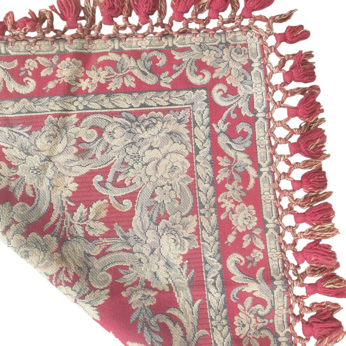 Grande tapisserie Tapis de table jacquard à fleurs et rinceaux France, époque XIXe -photo-3