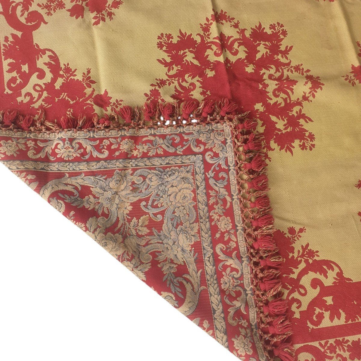 Grande tapisserie Tapis de table jacquard à fleurs et rinceaux France, époque XIXe -photo-4