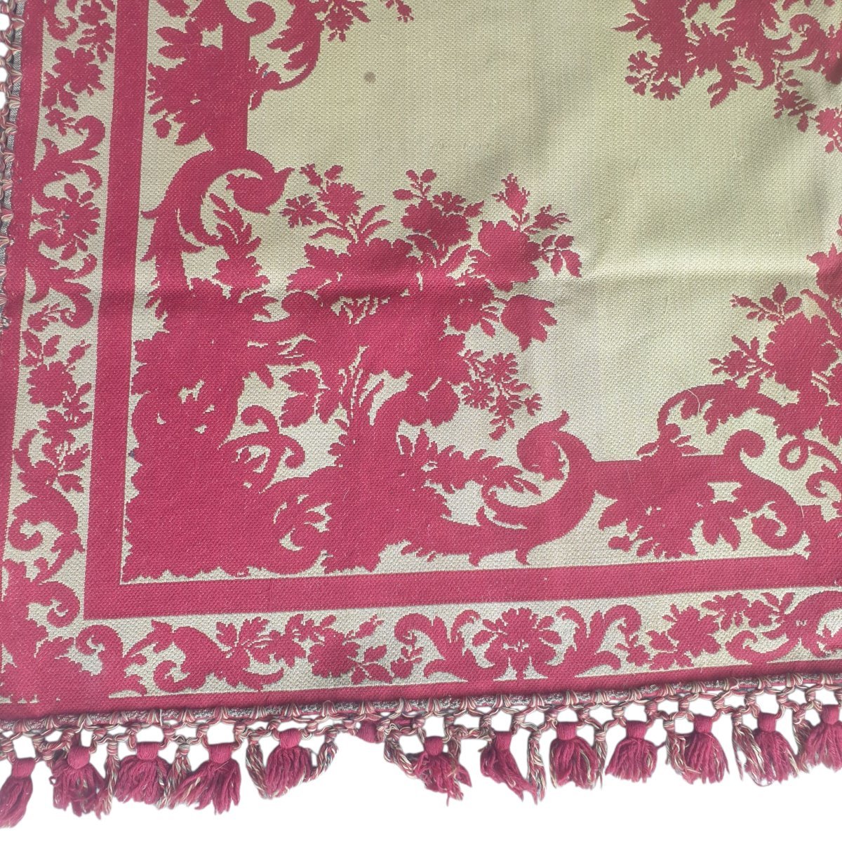 Grande tapisserie Tapis de table jacquard à fleurs et rinceaux France, époque XIXe -photo-2