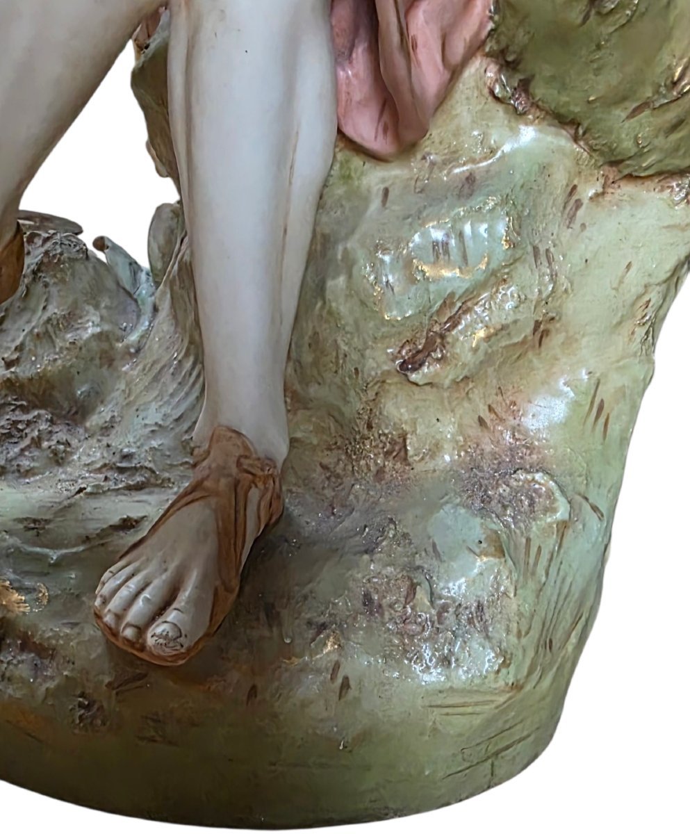  Grande sculpture porcelaine Royal Dux Bohemia  Scène pastorale hauteur 55 cm -photo-3