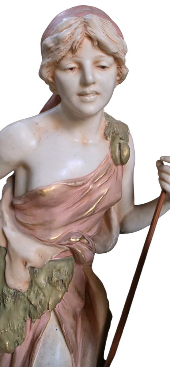  Grande sculpture porcelaine Royal Dux Bohemia  Scène pastorale hauteur 55 cm -photo-4