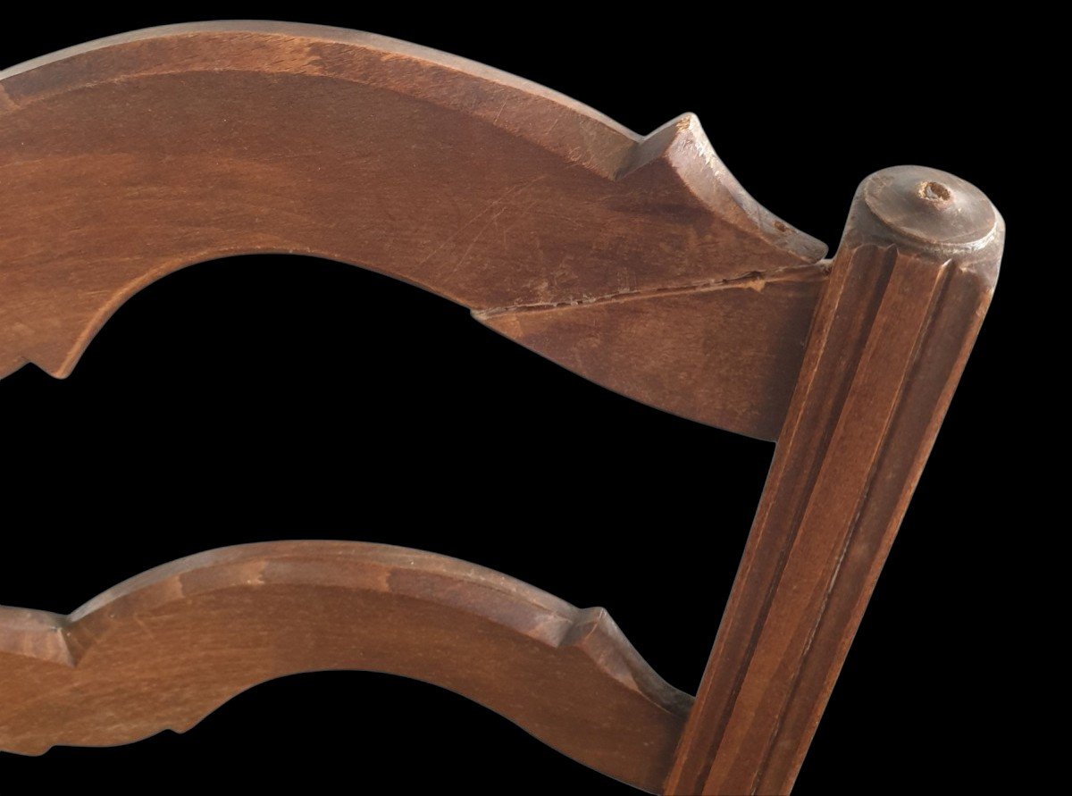 Set Of 4 Provencal Armchairs With Cap Back Of Gendearme Assise Paille-photo-2