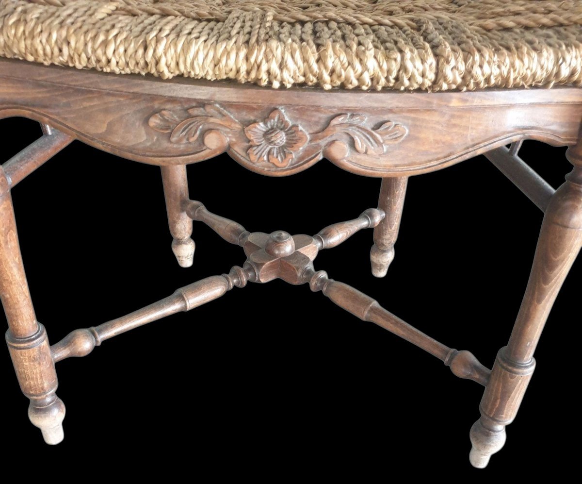 Set Of 4 Provencal Armchairs With Cap Back Of Gendearme Assise Paille-photo-1