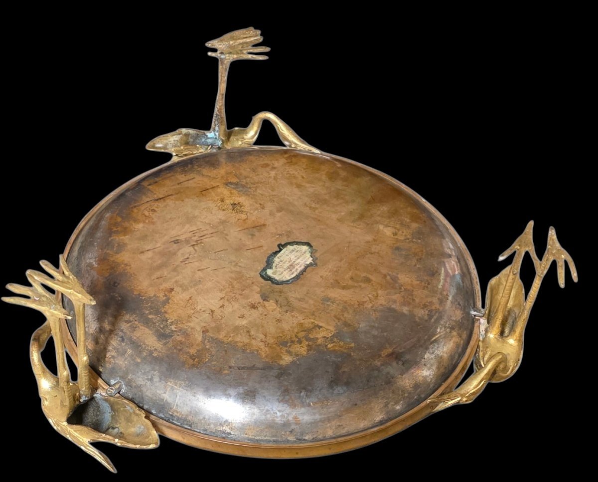  Large Gilded Bronze Bowl With Cloisonné Enamel, Maison Alphonse Giroux, Japonism, 19th Century -photo-3
