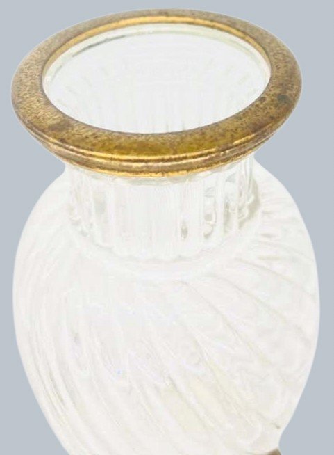  Paire de vases en cristal torsadé maison de cristal Baccarat et bronze doré Fin XIX-photo-1