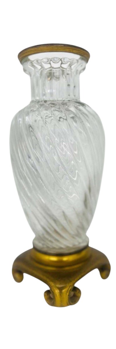  Paire de vases en cristal torsadé maison de cristal Baccarat et bronze doré Fin XIX-photo-4
