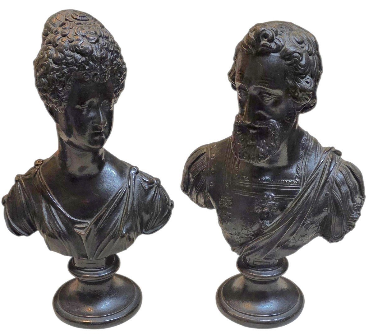  A Rare Pair Of Bronze Busts Of Henry IV And Marie De' Medici, 18th Century 