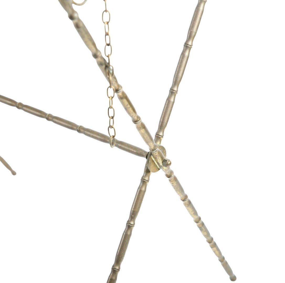  Pair Of Baguès Or Jensen Folding Luggage Racks, Metal With A Bamboo-like Finish, 1970s-photo-2