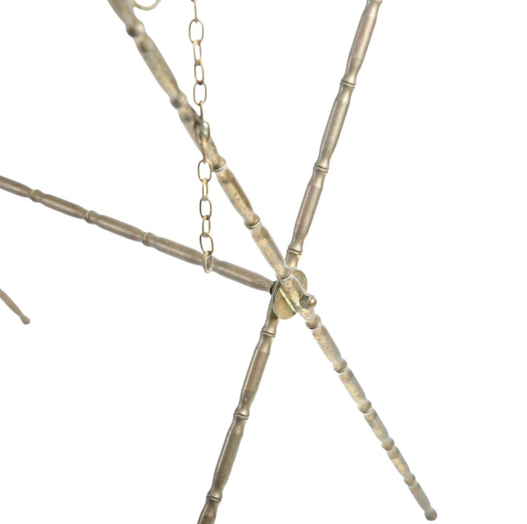  Pair Of Baguès Or Jensen Folding Luggage Racks, Metal With A Bamboo-like Finish, 1970s-photo-4