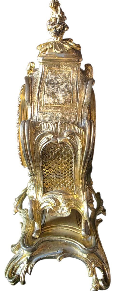 A Very Beautiful Louis XV Rocaille Table Clock, Gilded Bronze, Samuel Marti Movement, 1889, 19th Century  -photo-3