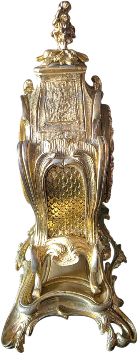 A Very Beautiful Louis XV Rocaille Table Clock, Gilded Bronze, Samuel Marti Movement, 1889, 19th Century  -photo-3