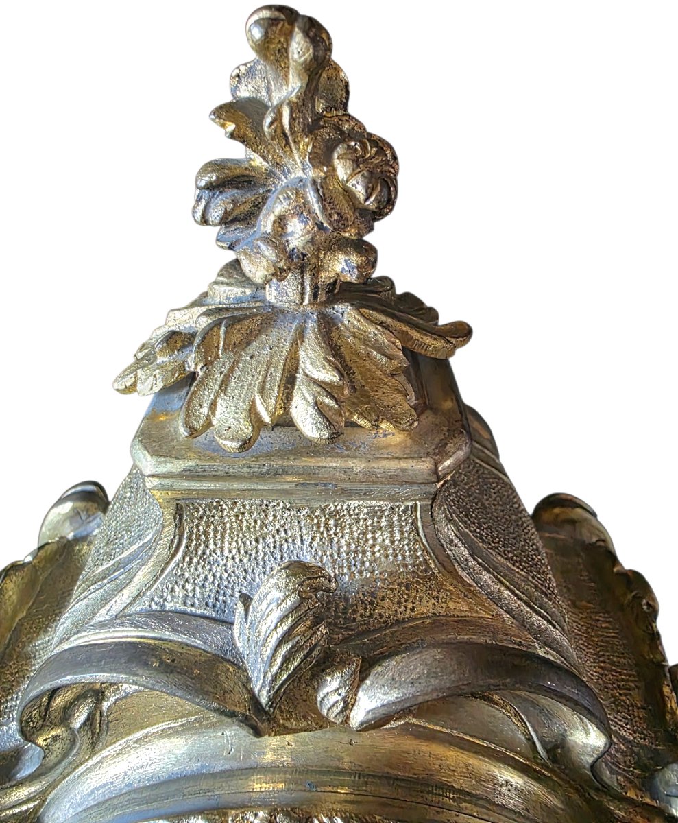 A Very Beautiful Louis XV Rocaille Table Clock, Gilded Bronze, Samuel Marti Movement, 1889, 19th Century  -photo-4