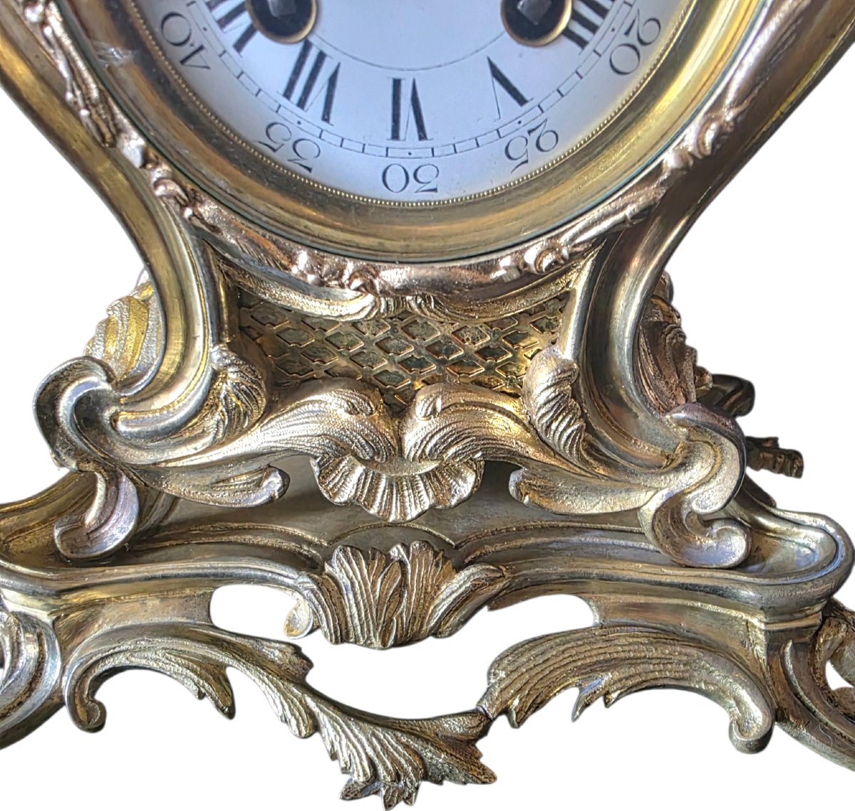 A Very Beautiful Louis XV Rocaille Table Clock, Gilded Bronze, Samuel Marti Movement, 1889, 19th Century  -photo-5