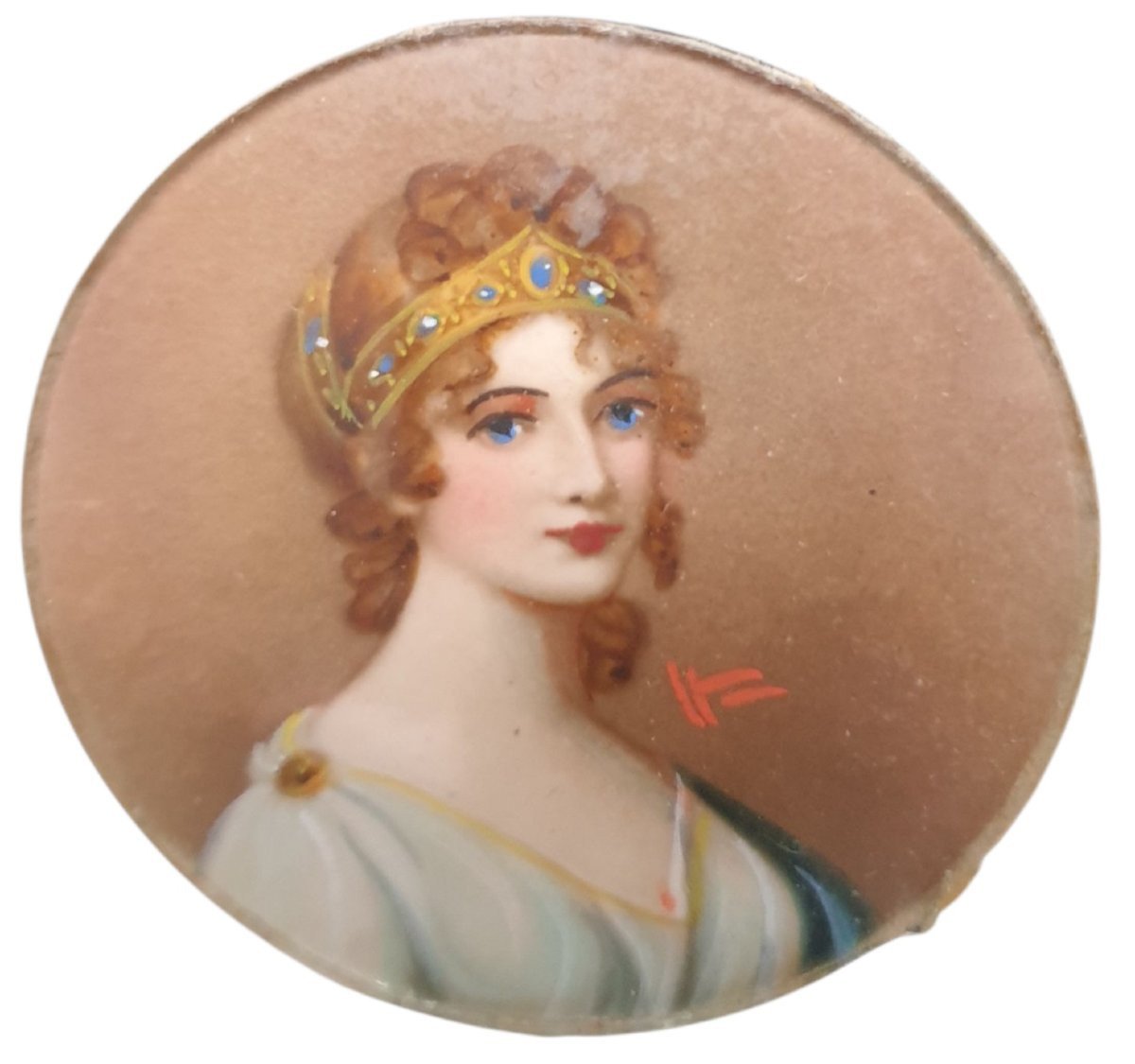  Set Of 5 Antique Miniatures On Paper: Portraits Of Women In The 18th-century Style, Signed  