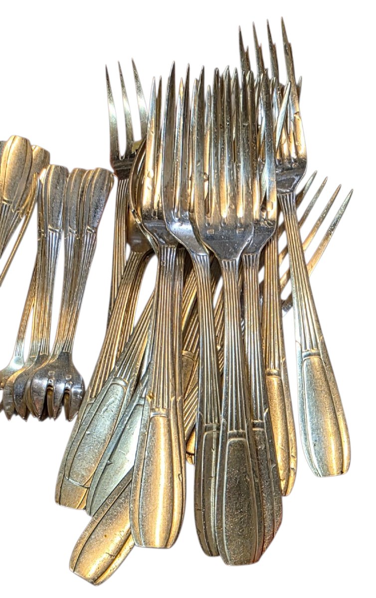  Large Art Deco 120-piece Silver-plated Cutlery Set, 5.5 Kg—a Truly Beautiful Set-photo-1