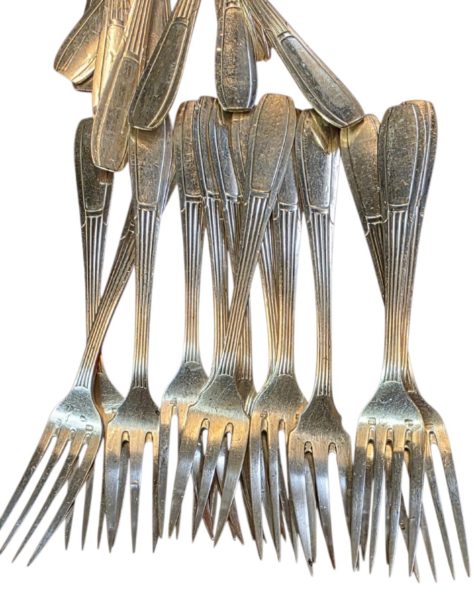  Large Art Deco 120-piece Silver-plated Cutlery Set, 5.5 Kg—a Truly Beautiful Set-photo-6