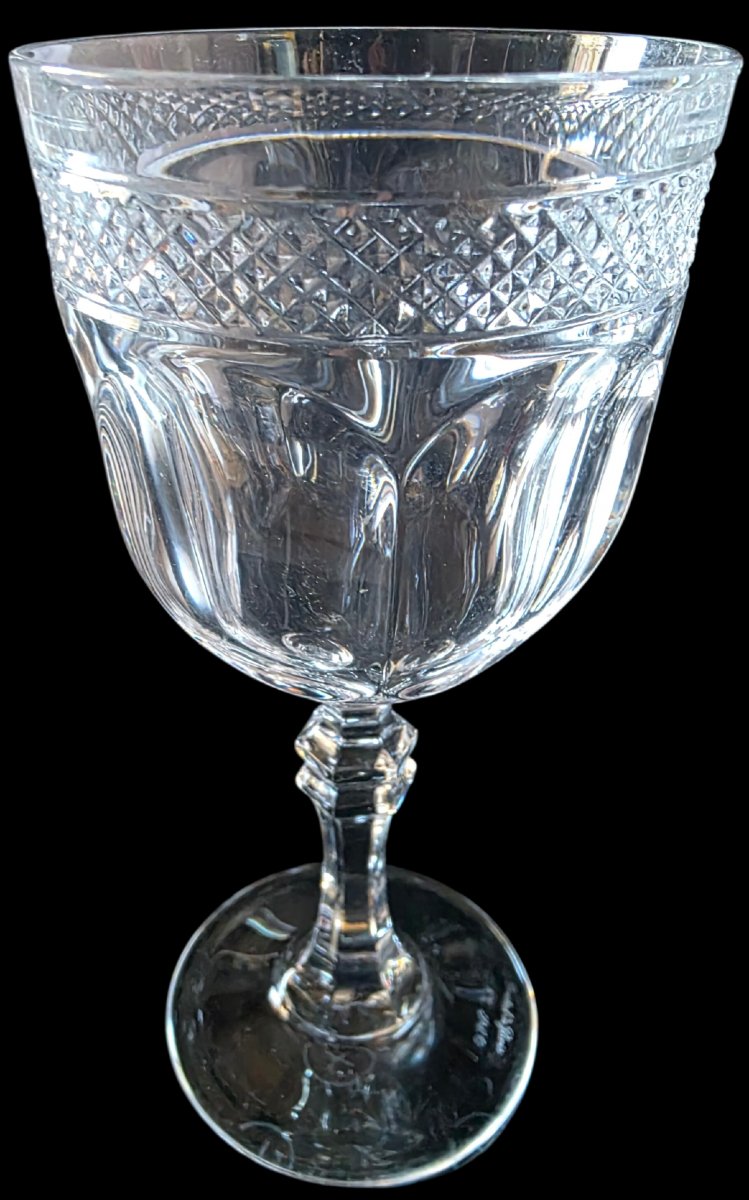  Rare et Magnifique Service de 12 Grands Verres à Vin Rouge en Cristal de Paris 15,5 cm -photo-2
