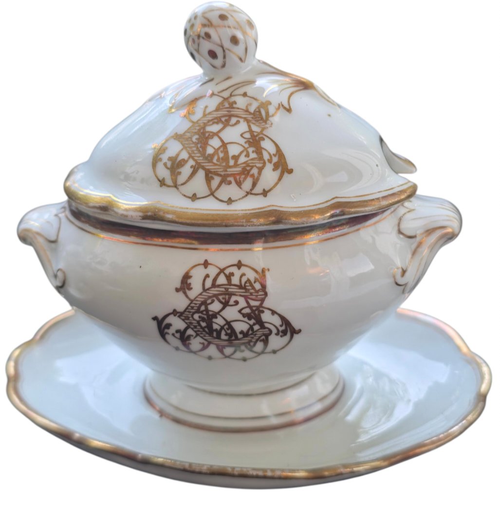 Rare Pair Of Paris Porcelain Mustard Pots In The Napoleon III Second Empire Style -photo-3