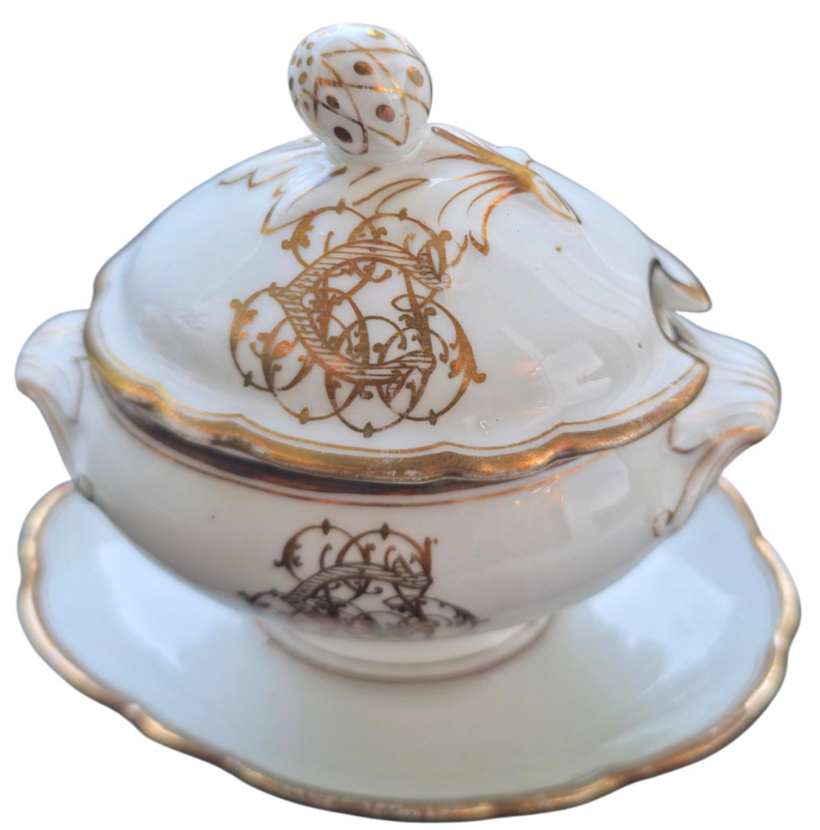Rare Pair Of Paris Porcelain Mustard Pots In The Napoleon III Second Empire Style -photo-1