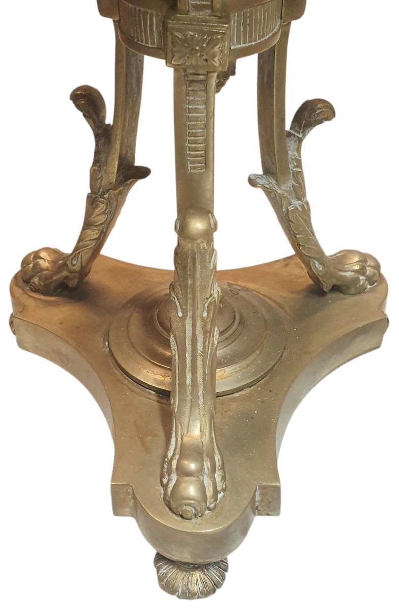  Rare lampe à pétrole de style Louis XVI  Napoléon III en faïence de Gien à décor d'émaux -photo-2