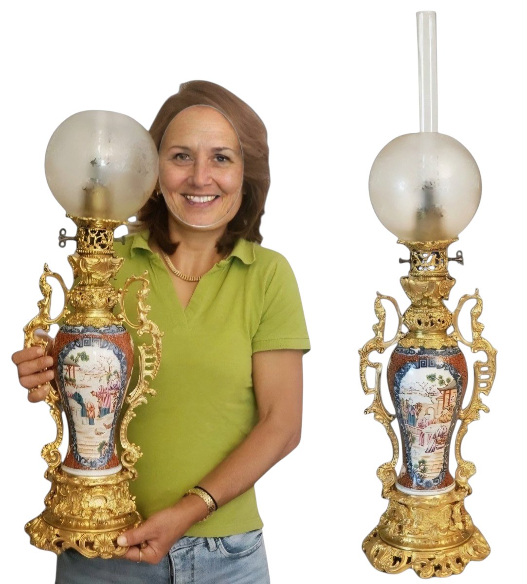  19th-century Carcel Lamp; 18th-century Qing Dynasty Chinese Porcelain Vase—exquisite -photo-4