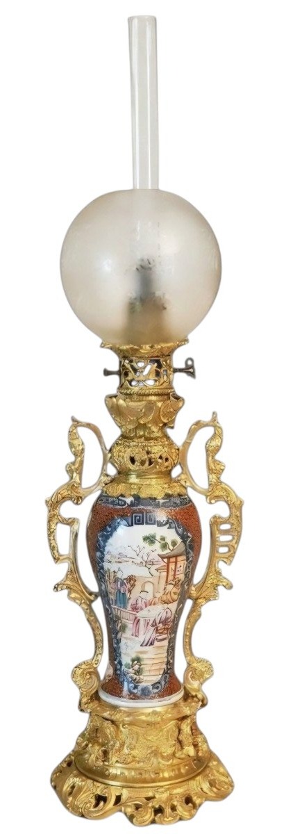  19th-century Carcel Lamp; 18th-century Qing Dynasty Chinese Porcelain Vase—exquisite 