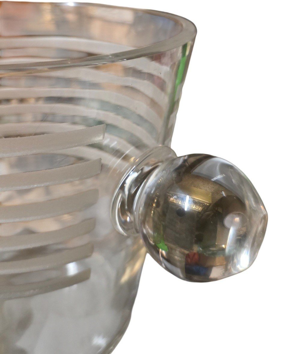  Seau à champagne  rafraîchisseur cristal Art Déco Attribué Saint-Louis Baccarat Val St Lembert-photo-4