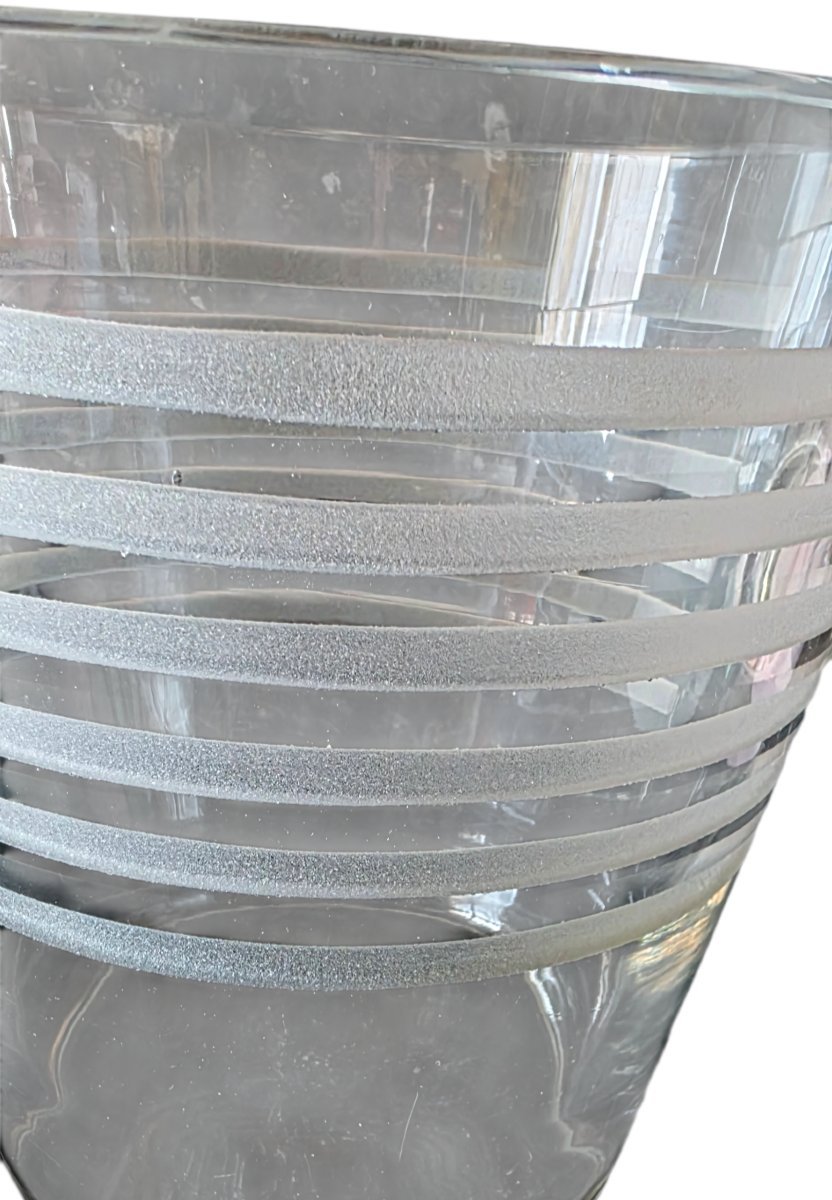  Seau à champagne  rafraîchisseur cristal Art Déco Attribué Saint-Louis Baccarat Val St Lembert-photo-3