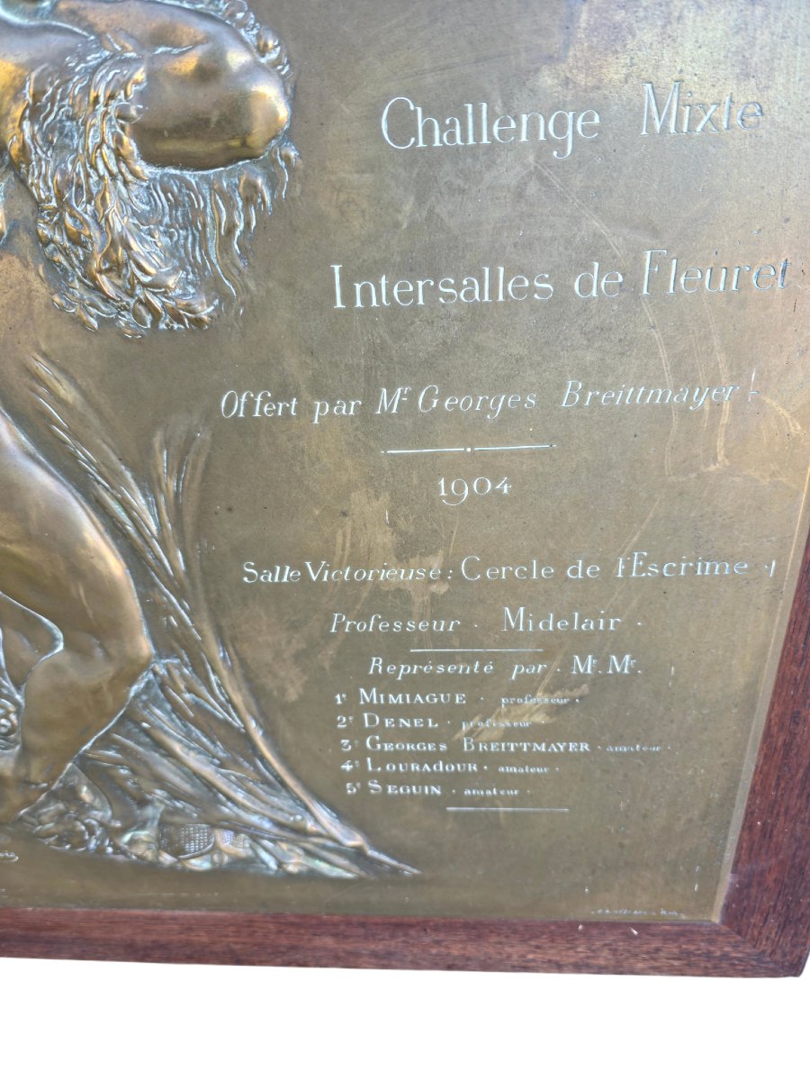 Jules DESBOIS  medaille Escrime Bronze muséal Les Armes de France Fonderie A.A. hébrard 1904 -photo-4