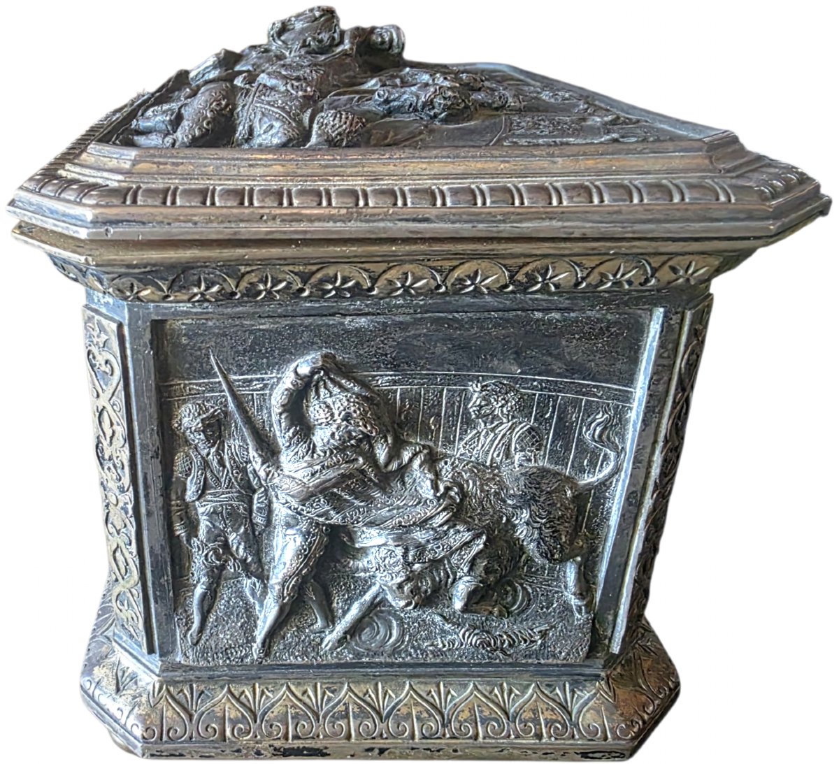 19th-century Bronze Jewelry Box Set: "tauromachy" By Léopold Oudry  -photo-2