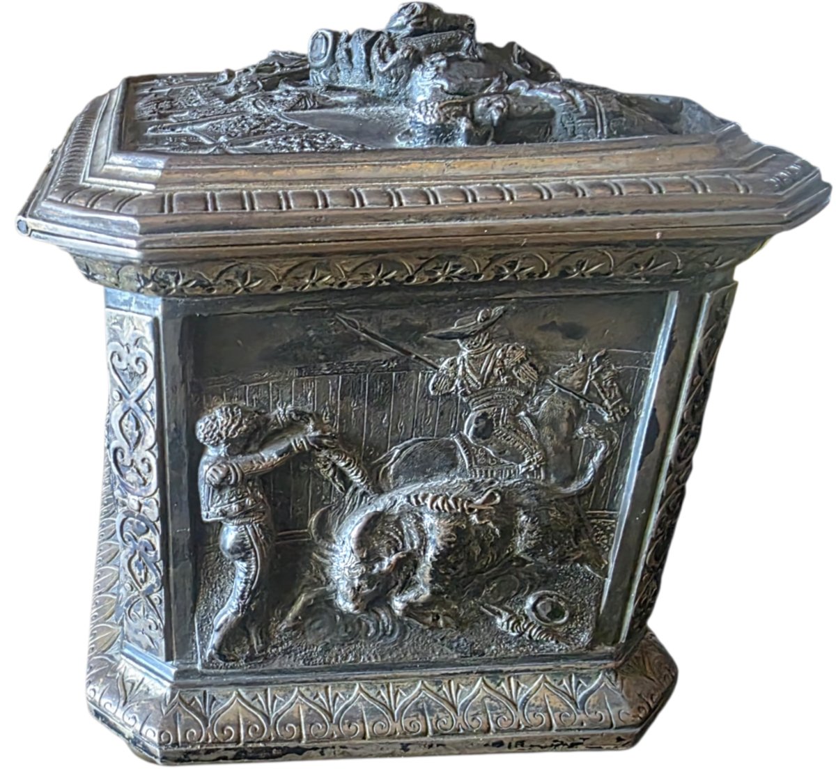 19th-century Bronze Jewelry Box Set: "tauromachy" By Léopold Oudry  -photo-3