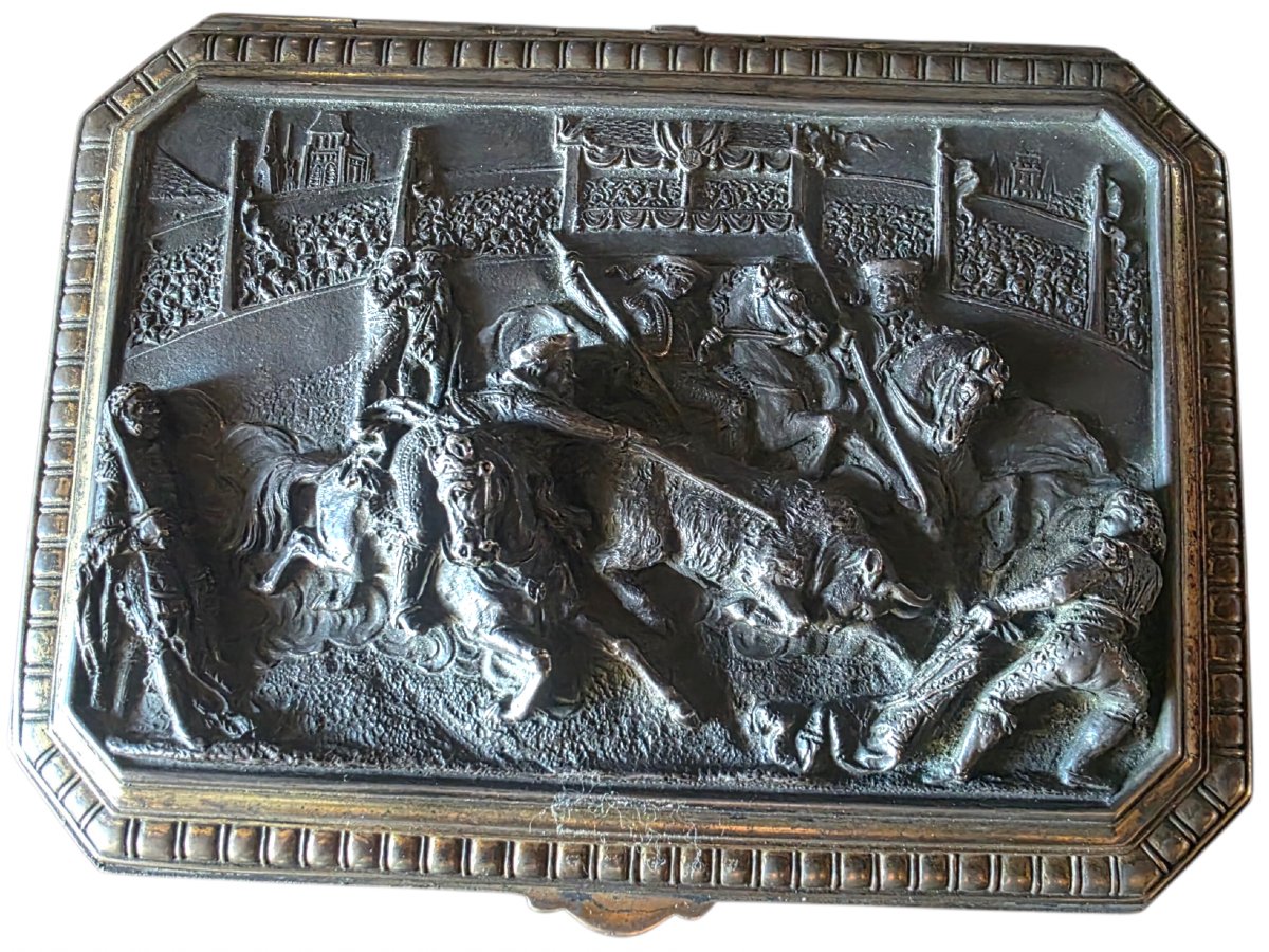 19th-century Bronze Jewelry Box Set: "tauromachy" By Léopold Oudry  