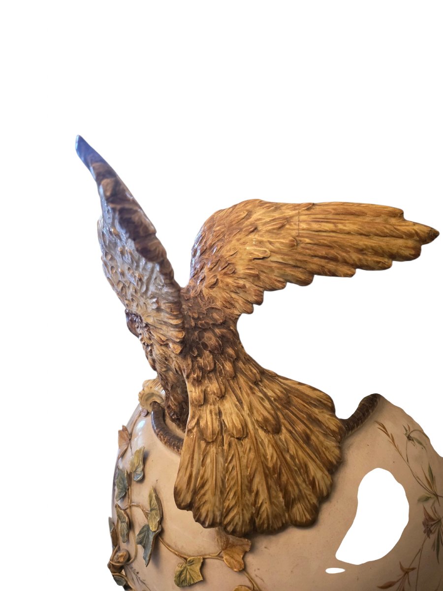 Large Vase In Italian Majolica Slather Nove Di Bassano Italy H 84 Cm XIXth Important-photo-2
