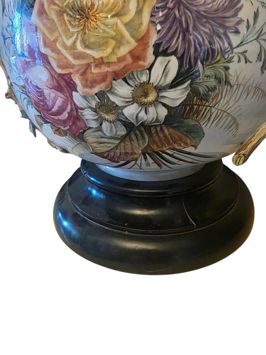 Large Vase In Italian Majolica Slather Nove Di Bassano Italy H 84 Cm XIXth Important-photo-2