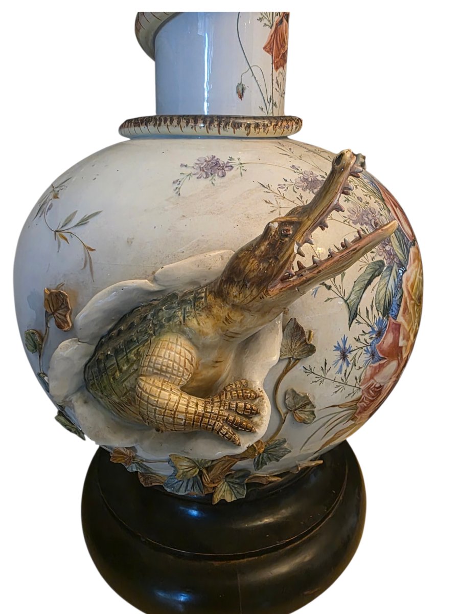 Large Vase In Italian Majolica Slather Nove Di Bassano Italy H 84 Cm XIXth Important-photo-3