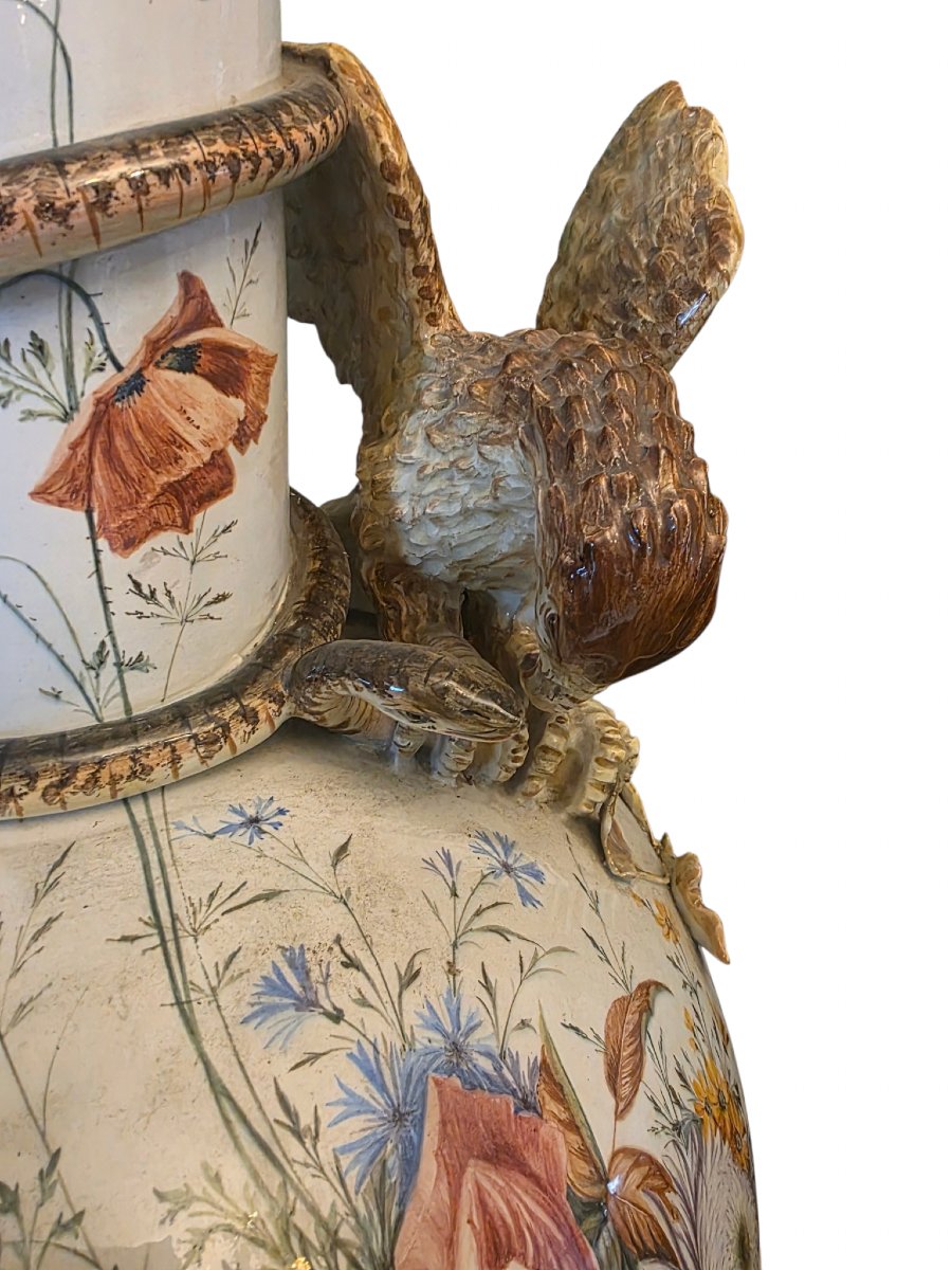 Large Vase In Italian Majolica Slather Nove Di Bassano Italy H 84 Cm XIXth Important-photo-4