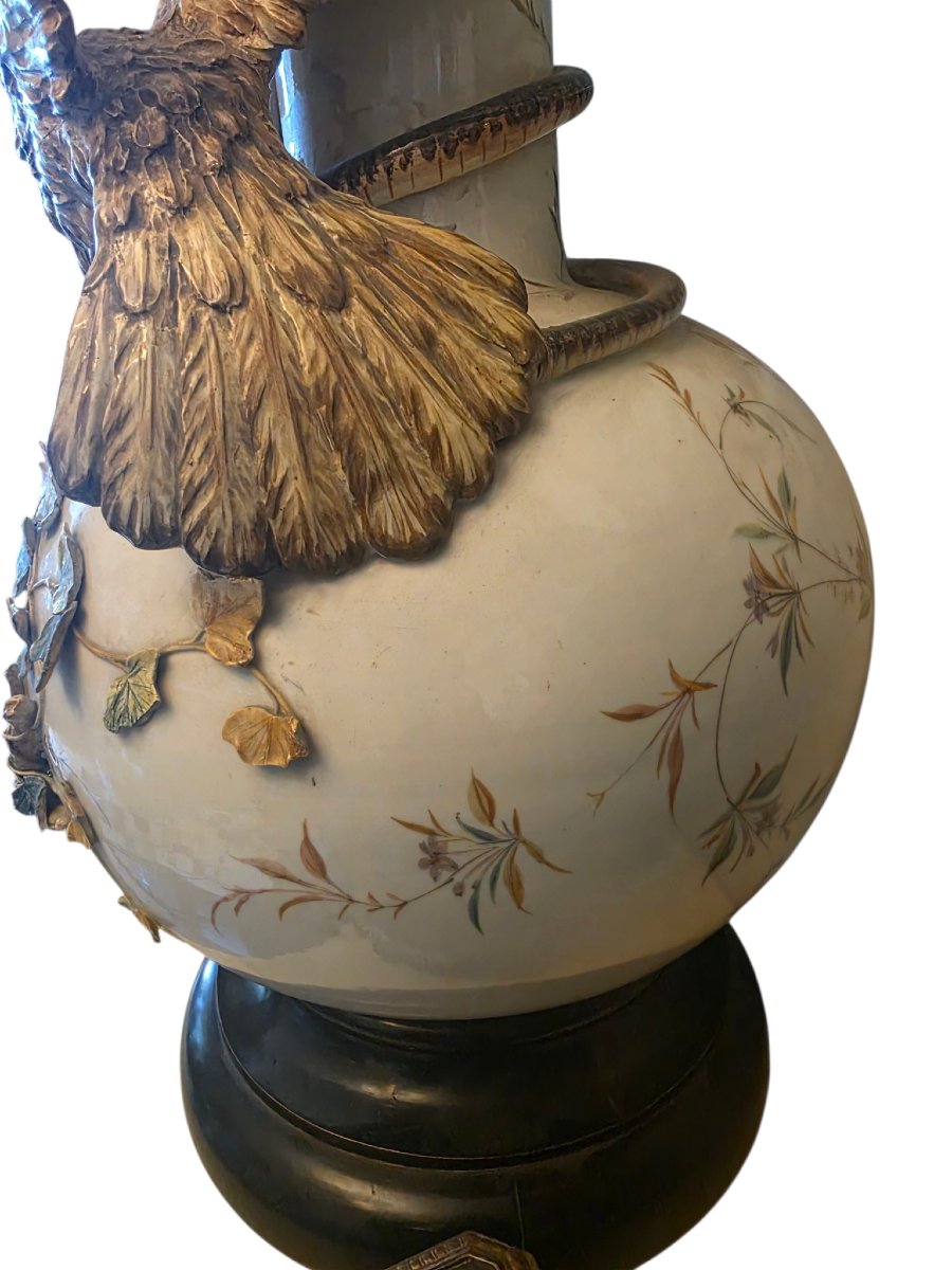 Large Vase In Italian Majolica Slather Nove Di Bassano Italy H 84 Cm XIXth Important-photo-6