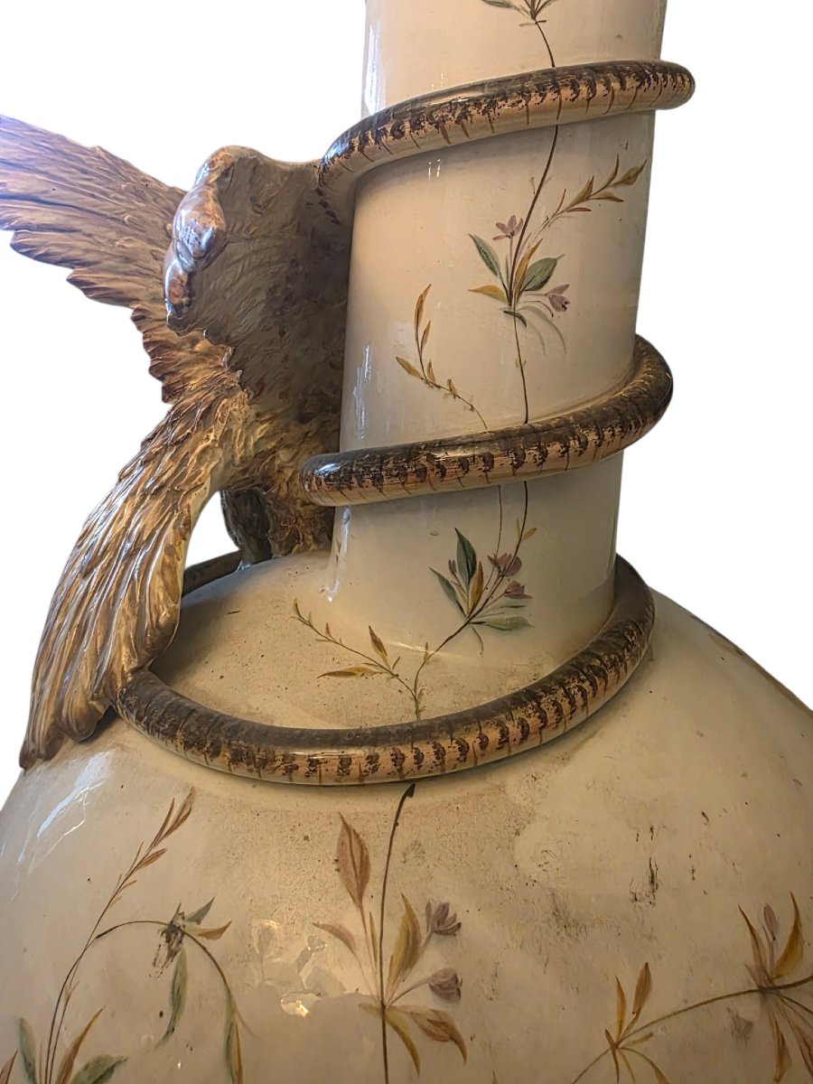 Large Vase In Italian Majolica Slather Nove Di Bassano Italy H 84 Cm XIXth Important-photo-7