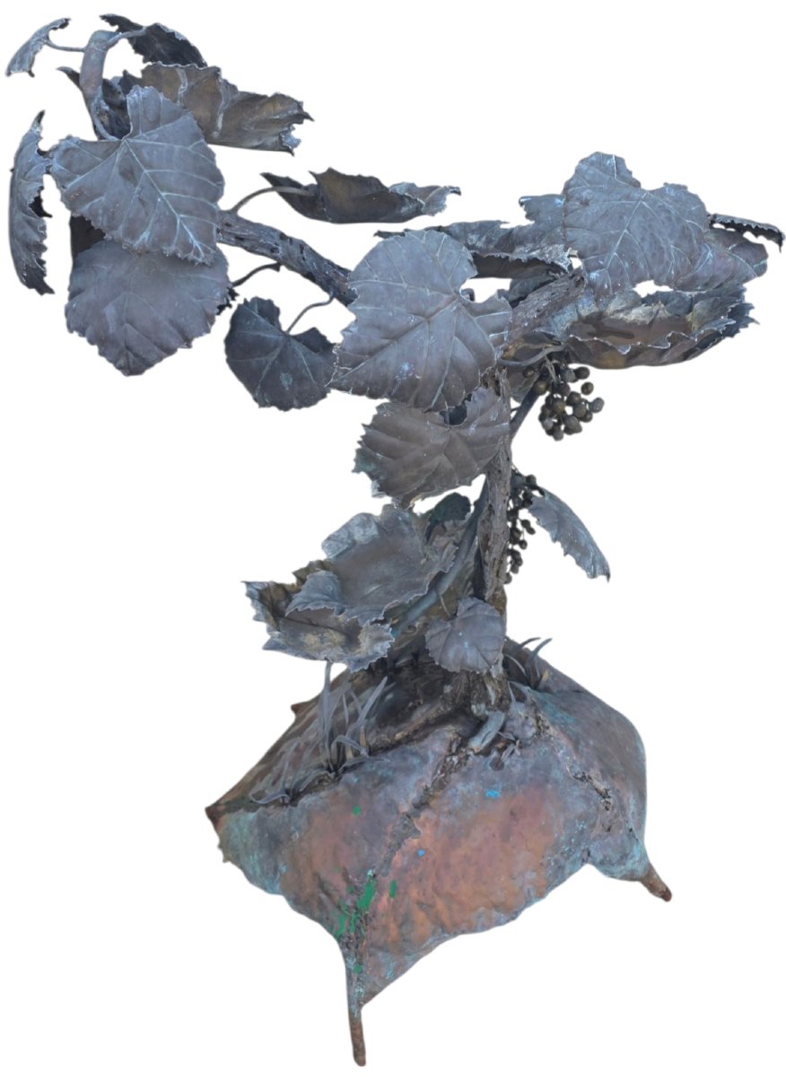  Indoor Fountain & Hammered Copper, "vines & Vine Leaves," Dinanderie, Early 20th Century. Stunning And Imposing-photo-4