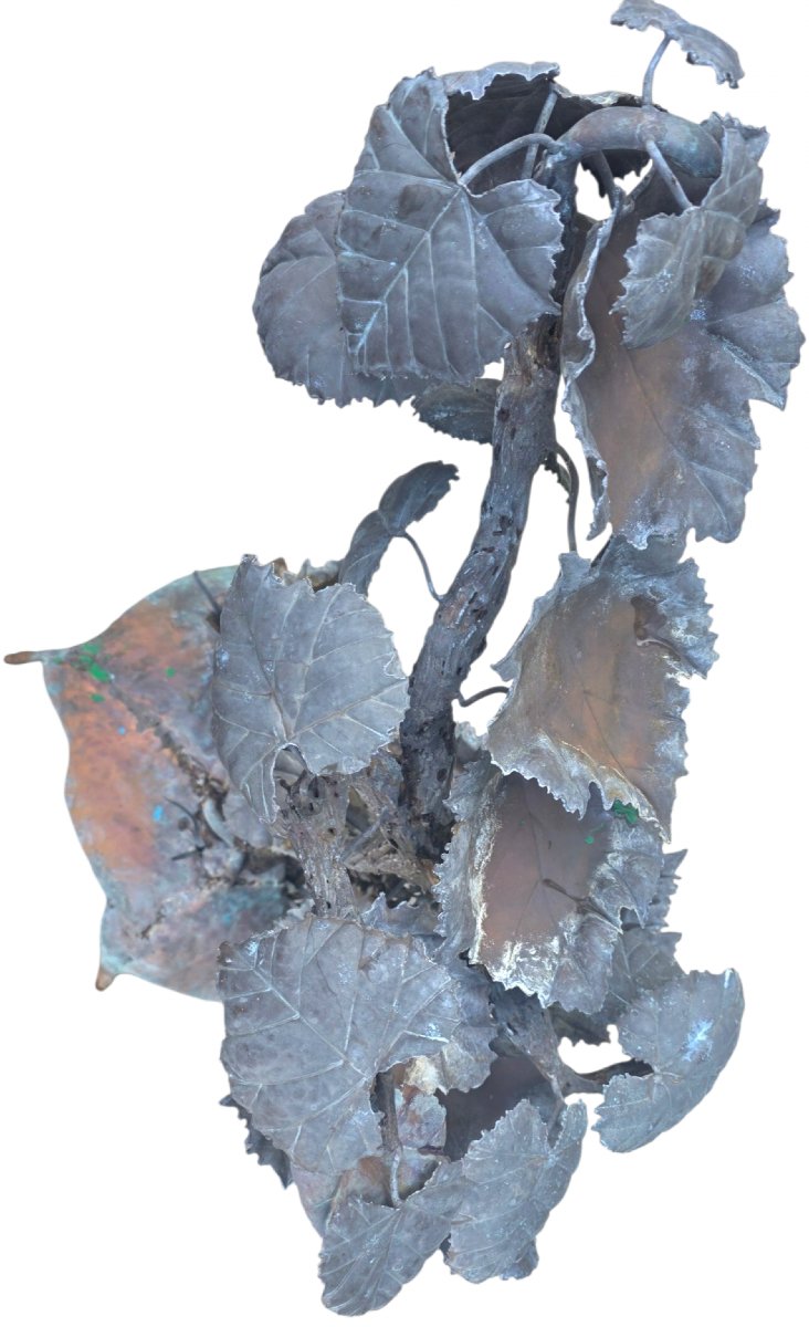  Indoor Fountain & Hammered Copper, "vines & Vine Leaves," Dinanderie, Early 20th Century. Stunning And Imposing-photo-5